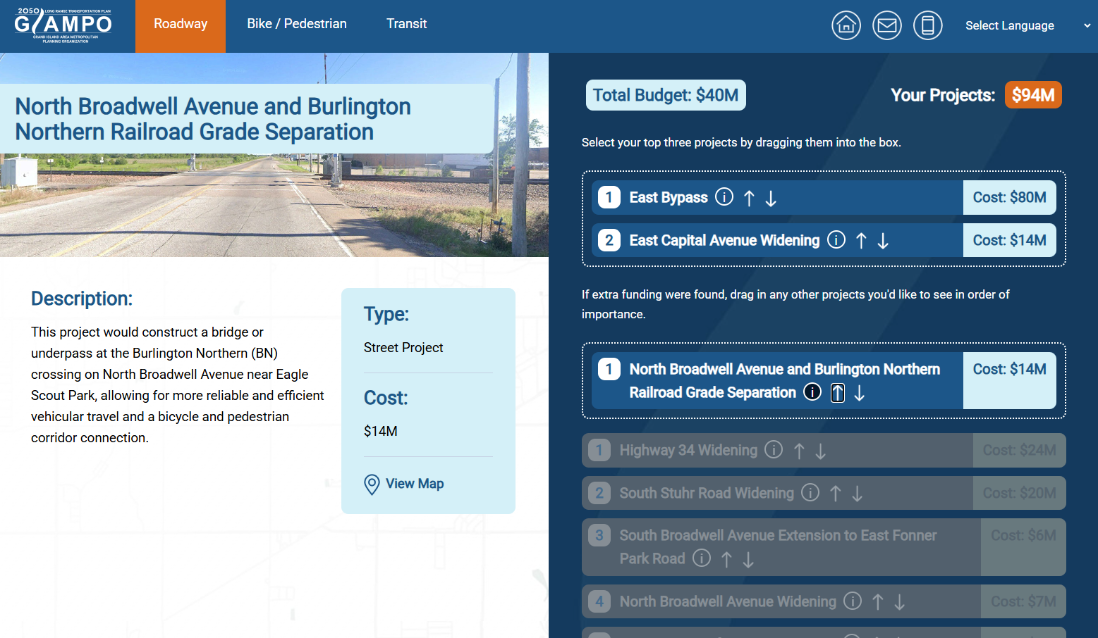 Screenshot of Project Prioritization Exercise